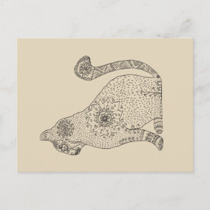 Carte postale de dessin de chat Mandala