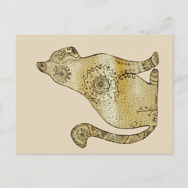 Carte postale de dessin de chat Mandala (Devant)