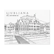 Carte postale de dessin Ljubljana