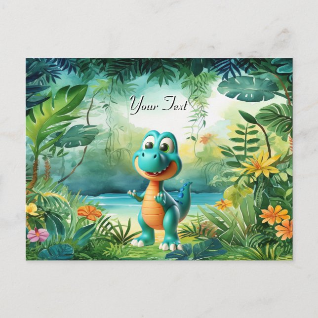 Carte postale de dinosaure mignon (Devant)