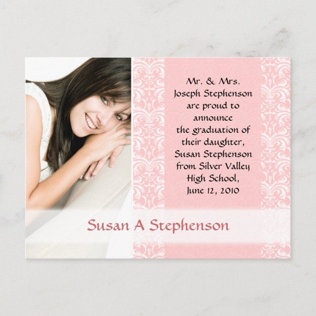 Carte postale de diplôme, jolie rose et blanc (Devant)