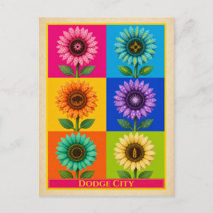 Carte postale de Dodge City Kansas Tournesol Vinta