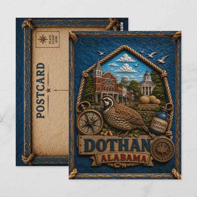 Carte postale de Dothan Alabama Voyage Vintage (Devant / Derrière)