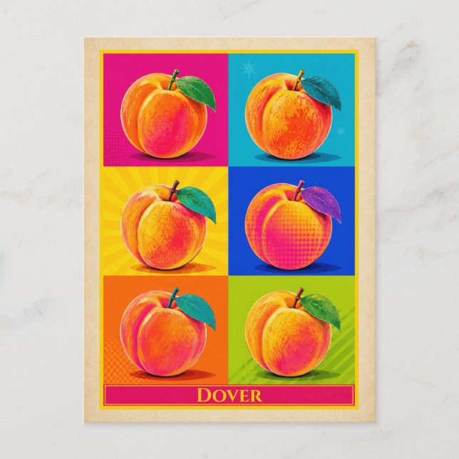 Carte postale de Dover Delaware Peach Vintage Pop  (Devant)