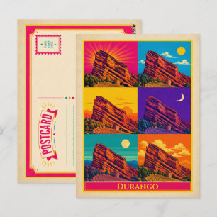 Carte postale de Durango Colorado Red Rock Vintage