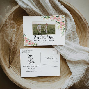 Carte postale de faire-part de Blush Pink Rose ave