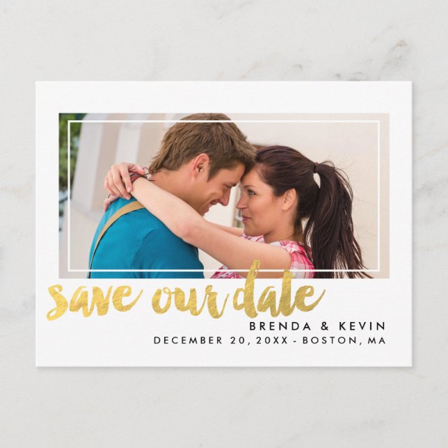 Carte postale de faire-part de date de mariage ave (Devant)