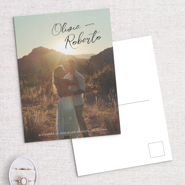 Carte postale de faire-part de mariage avec photo  (Créateur téléchargé)