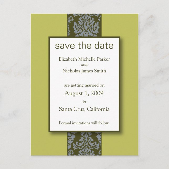 Carte postale de faire-part de mariage Olive Baroq (Devant)