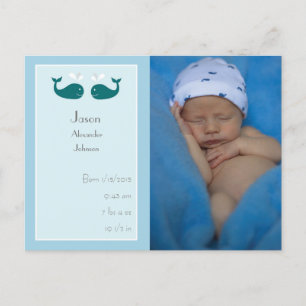 Carte postale de faire-part de naissance de bébé