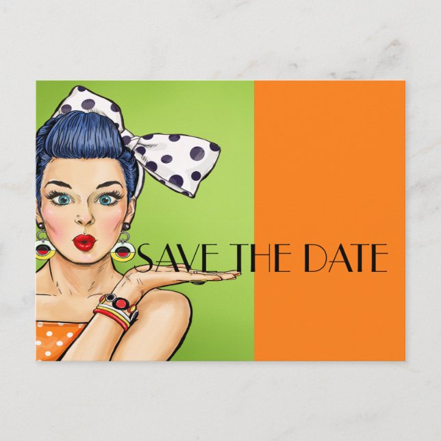 Carte postale de faire-part de Pop Art SAVE THE DA (Devant)