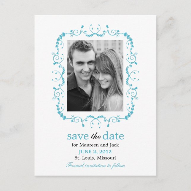 Carte postale de faire-part de Pretty Frame - Turq (Devant)