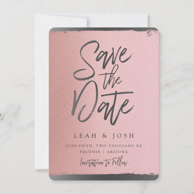 Carte postale de faux rose gold pour annoncer une  (Devant)