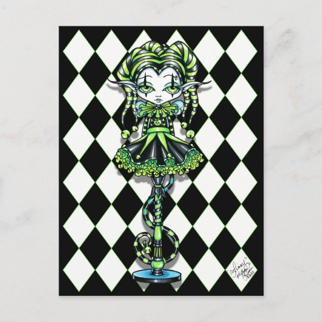 Carte postale de fée de farceur de bâton de lutin (Devant)