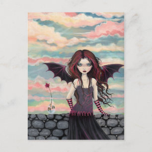 Carte postale de fée vampire à la rose gothique