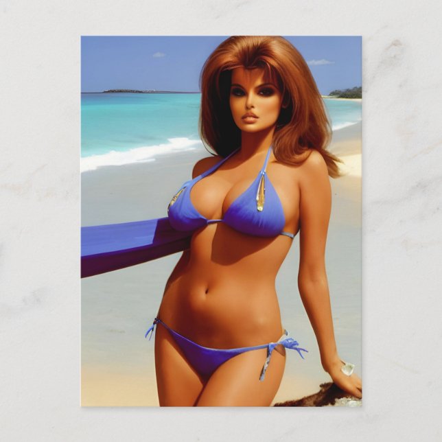 Carte postale de femme à la plage (Devant)