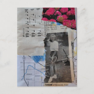 Carte postale de femme de tennis vintage en collag
