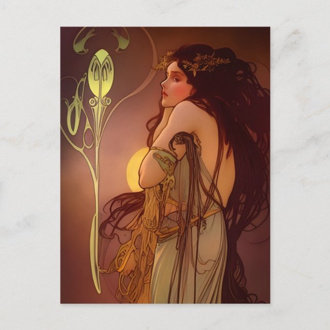 Carte postale de femme vintage magnifique (Devant)