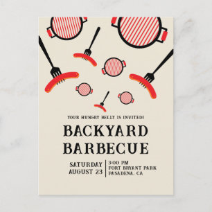Carte postale de fête BBQ Grill & Fork
