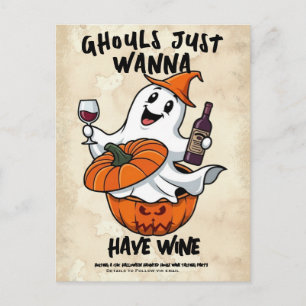 Carte postale de fête du vin Halloween - Les goule