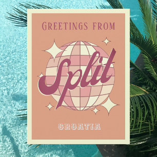Carte postale de fête rétro vintage de Split Croat