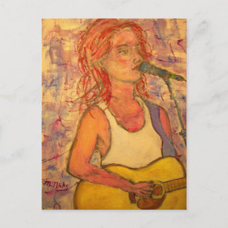 Carte postale de fille acoustique Peace Love Music