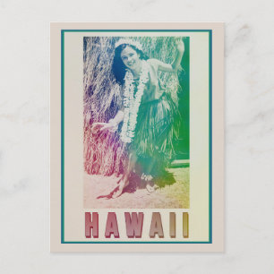 Carte postale de fille de hula de voyage à Hawaii 