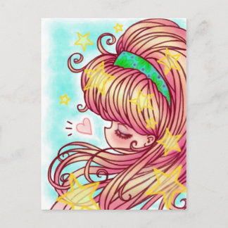 Carte postale de fille fraise