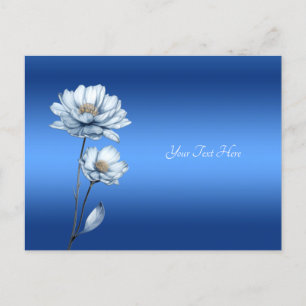 Carte postale de fleurs à l'aquarelle bleue