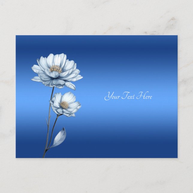 Carte postale de fleurs aquarelles bleues (Devant)