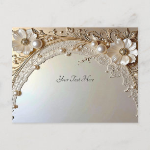Carte postale de fleurs blanches modernes et perle