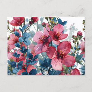 carte postale de fleurs d'aquarelle