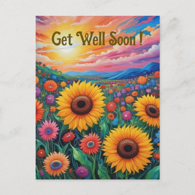 Carte postale de fleurs de soleil pour un prompt r (Devant)