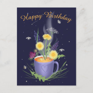 Carte postale de fleurs d'été pour le thé