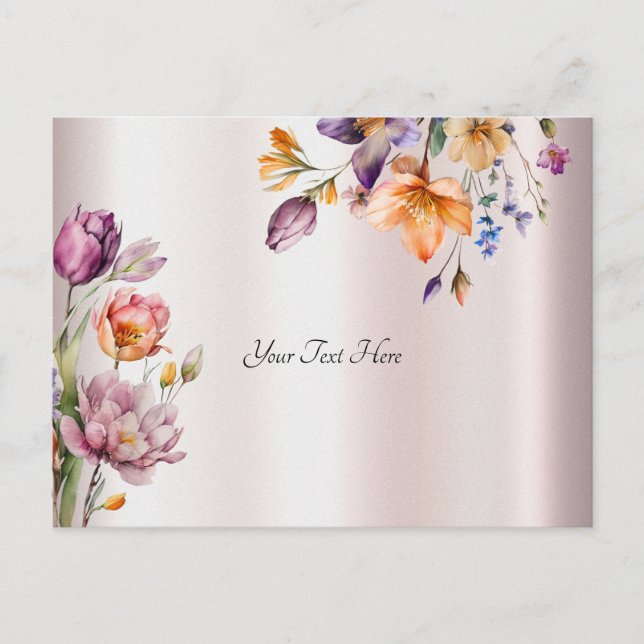 Carte postale de fleurs printanières colorées (Devant)