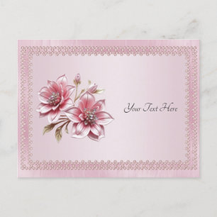 Carte postale de fleurs roses modernes