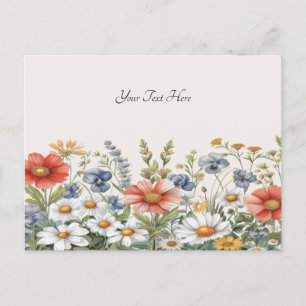 Carte postale de fleurs sauvages colorées