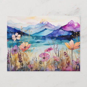Carte postale de fleurs sauvages de montagne à l'a