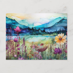 Carte postale de fleurs sauvages de montagne à l'a