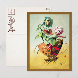 Carte postale de fleurs victoriennes chevauchant u