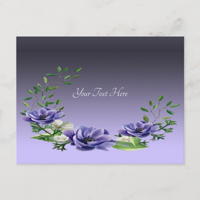 Carte postale de fleurs violettes aquarelle (Devant)