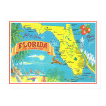 Carte postale de Floride Affiche 18x24