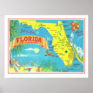 Carte postale de Floride Affiche 18x24