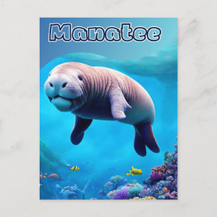 Carte postale de Floride, mignonne Manatee dans l'