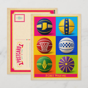 Carte postale de Fort Wayne Indiana Basketball Vin