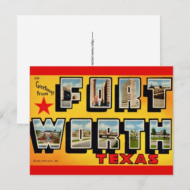 Carte postale de Fort Worth TX (Devant / Derrière)