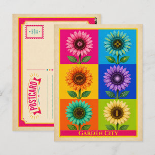 Carte postale de Garden City Kansas Tournesol Vint