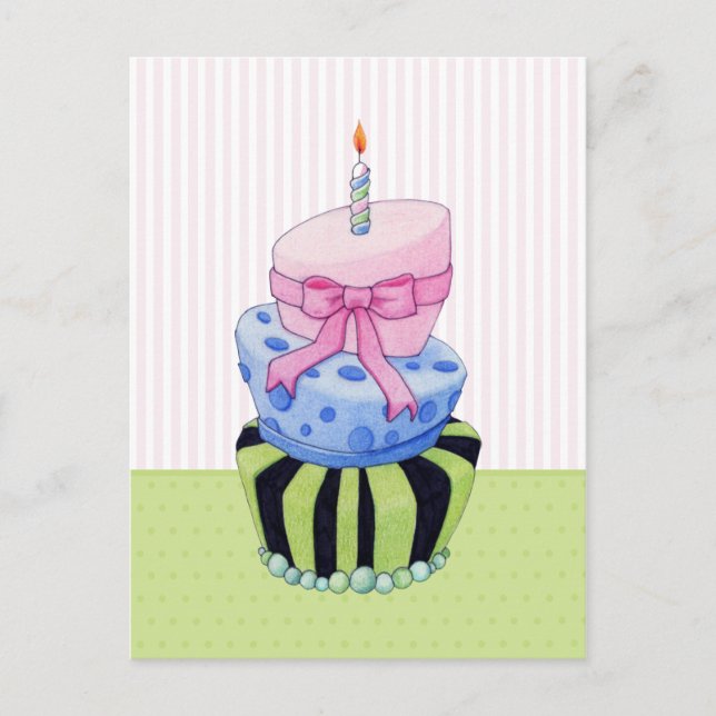 Carte postale de gâteau coloré (Devant)