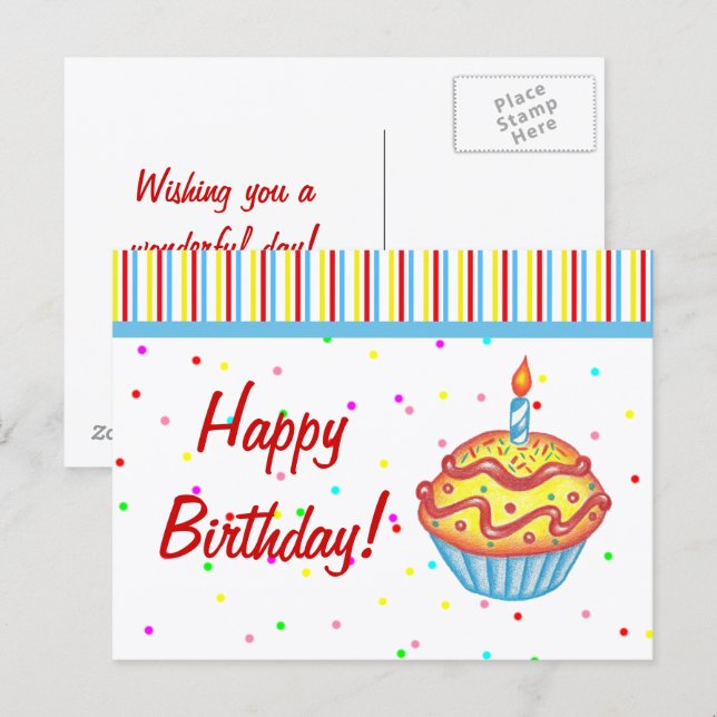 Carte postale de gâteau d'anniversaire (Devant / Derrière)