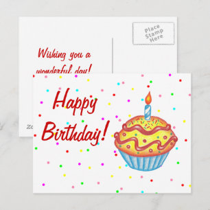 Carte postale de gâteau d'anniversaire